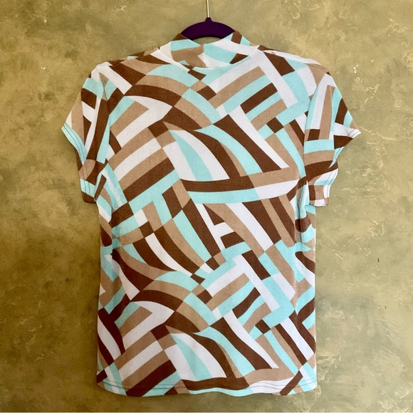 Vintage Y2K Marallis Geometric Slinky Stretchy Mock Neck Top - Picture 5 of 5